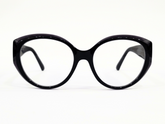 Designer Eyeglasses Oversized Cat-Eye Glasses – Glossy Black & Purple Acetate Frame
